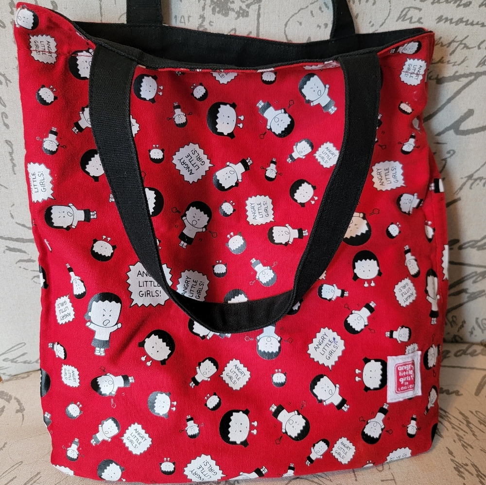Angry Little Girls Reversible Canvas Tote Bag